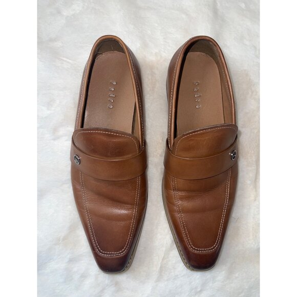 Pedro Men’s Leather Loafers - Size 6 US / 39 EU - Classic Brown Slip-On Shoes | - Picture 6 of 11
